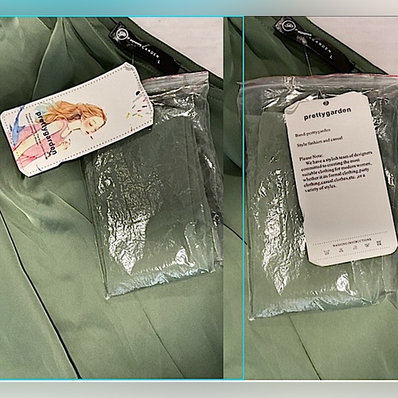 NWT PrettyGarden Ruched Bodycon Sleeveless One Shoulder Wrap Satin Belted Slit L - Picture 7 of 12